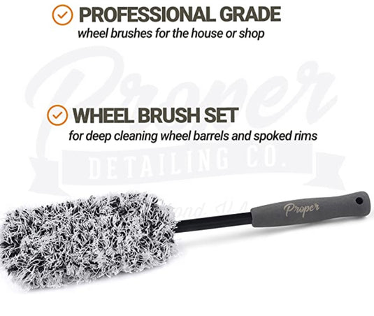 Proper Detail Co. Car Wheel Brush Set 2 Pack Premium Microfiber Brushes